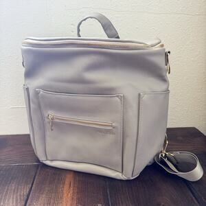 Fawn Design The Original Diaper Bag Vegan Leather Convertible NWOT Gray‎